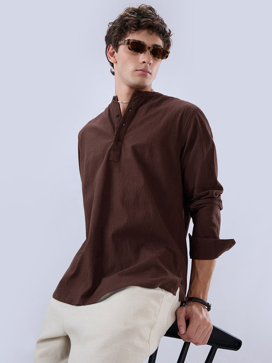 Chocolate Brown Subtle Textured Kurta
