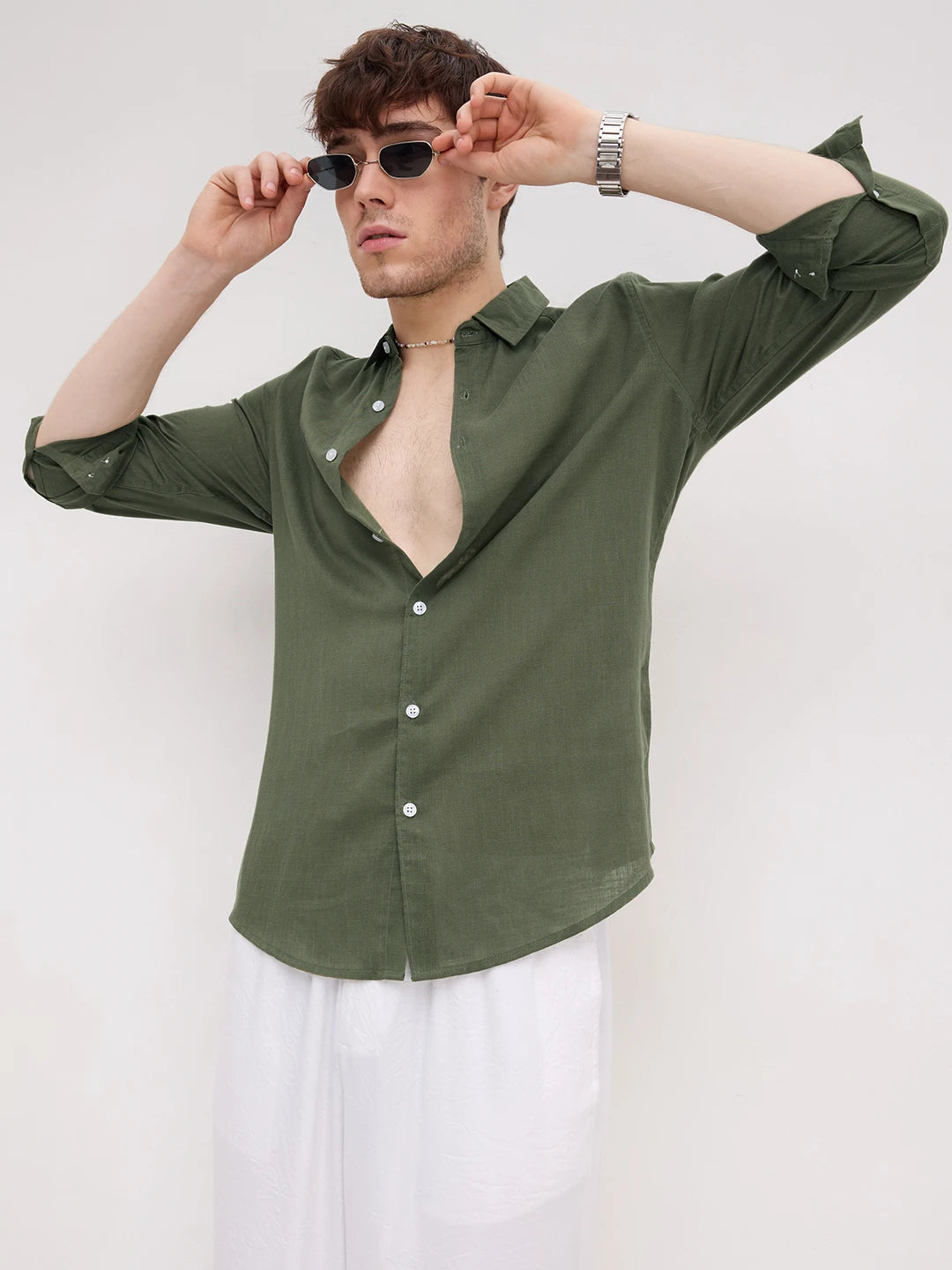 Refined Evergreen Olive Shirt