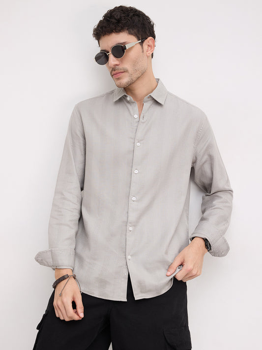 Grey Haze Waffle Grid Weave Shirt