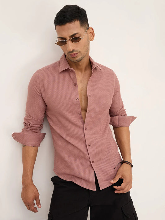 Rouge Pink Interlock Textured Shirt