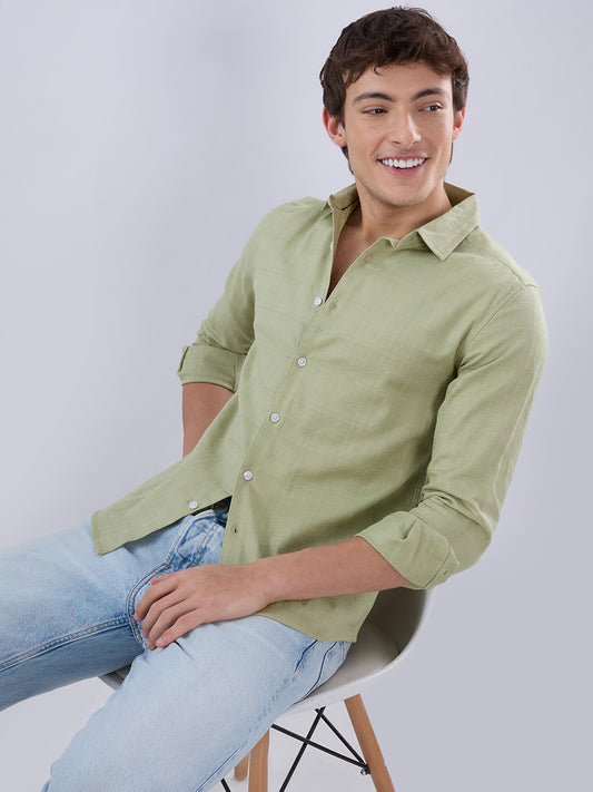 Celadon Green Textured Weave Shirt