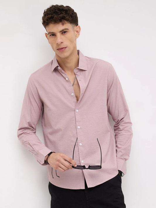 Soft Pastel Pink Micro Square Textured Shirt