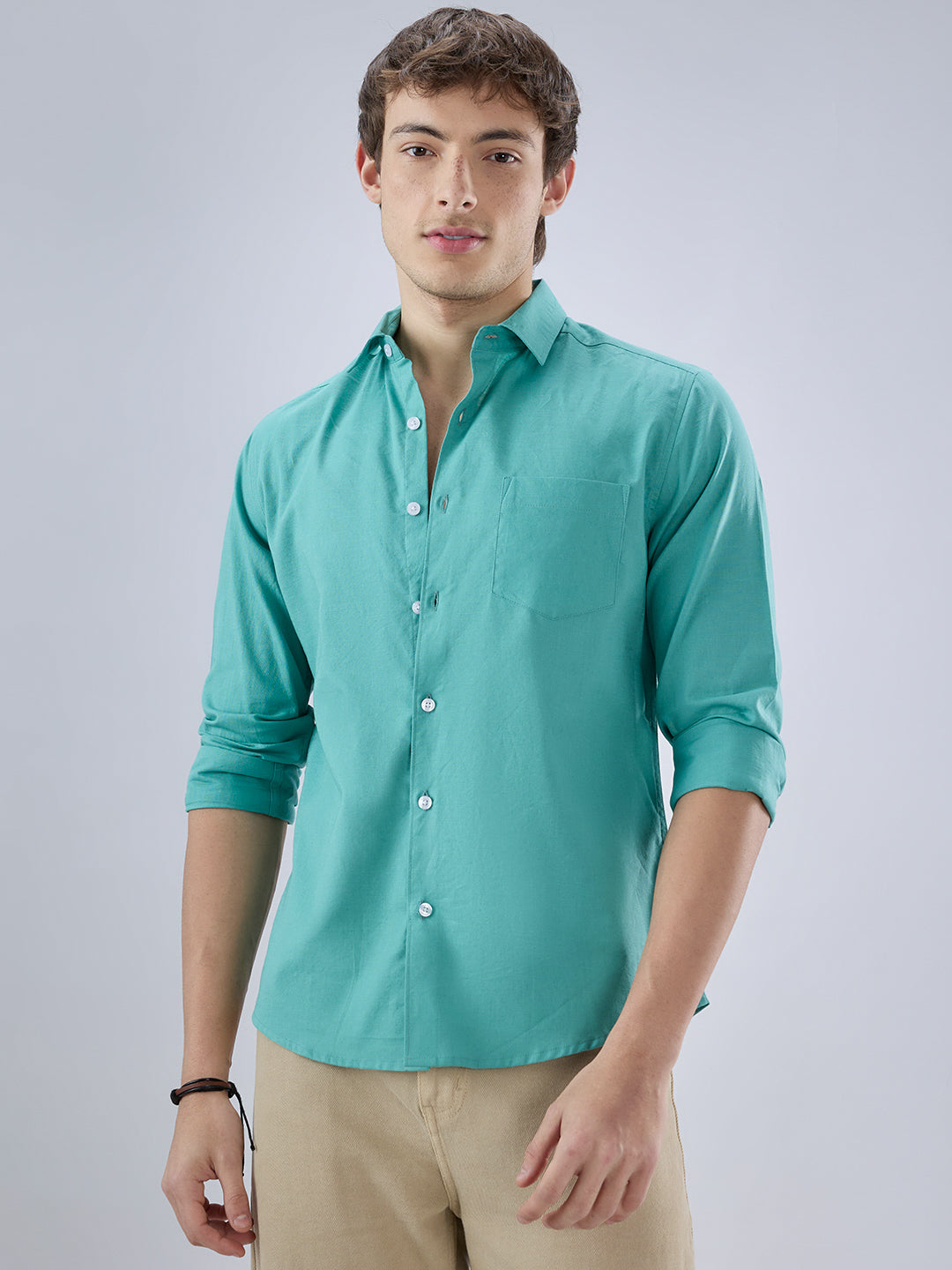 Pine Green Slub Textured Everyday Shirt