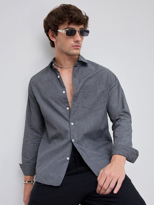 The Slate Grey Micro-Texture Essential Shirt