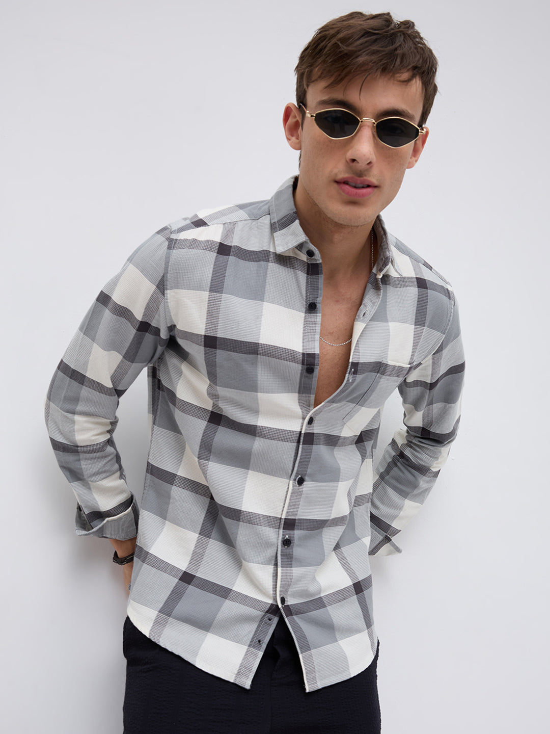 Moonmist Grey Statement Check Shirt