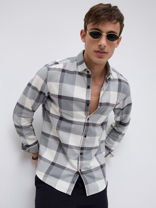 Moonmist Grey Statement Check Shirt