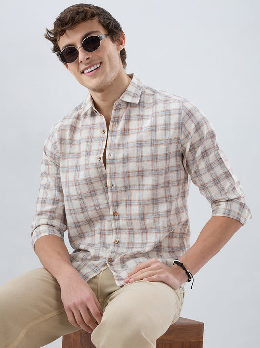 Intricate Brown Box Checks Shirt