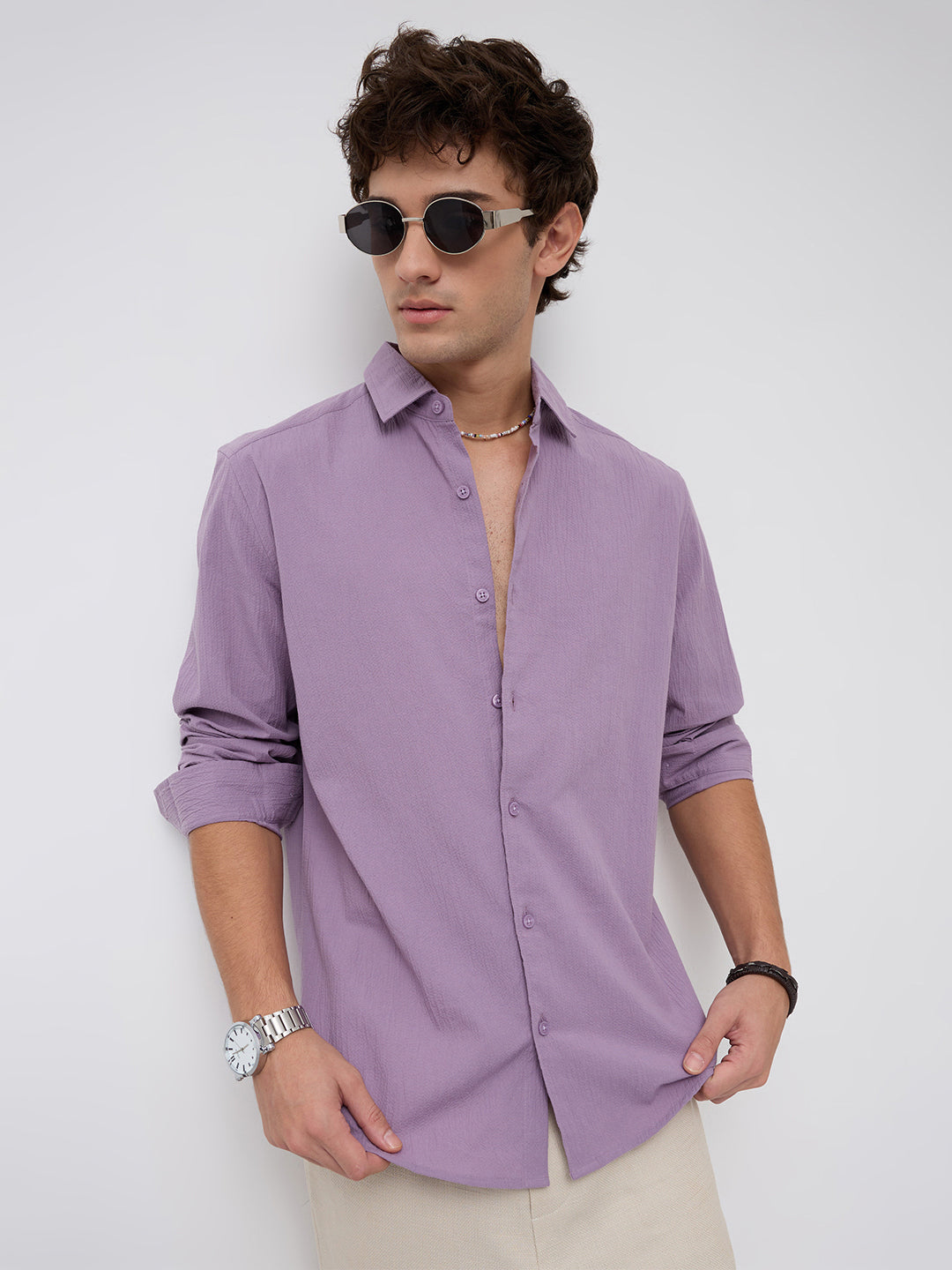 Heather Purple Fine Textured Shirt