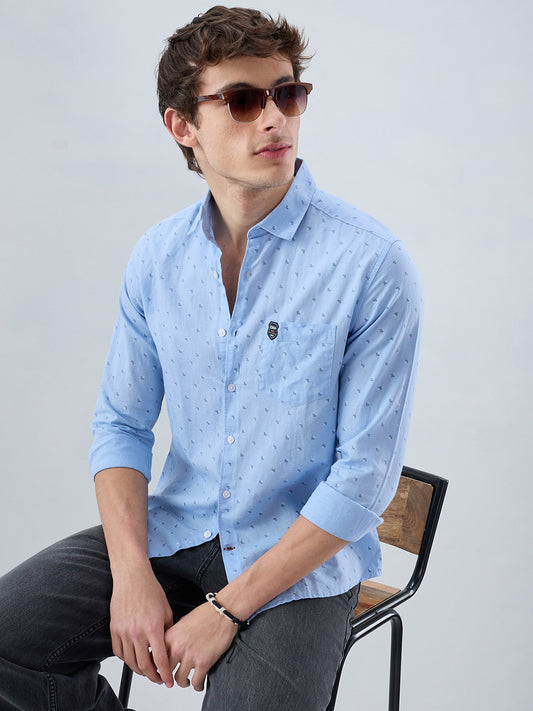 Elegant Blue Printed Everyday Shirt