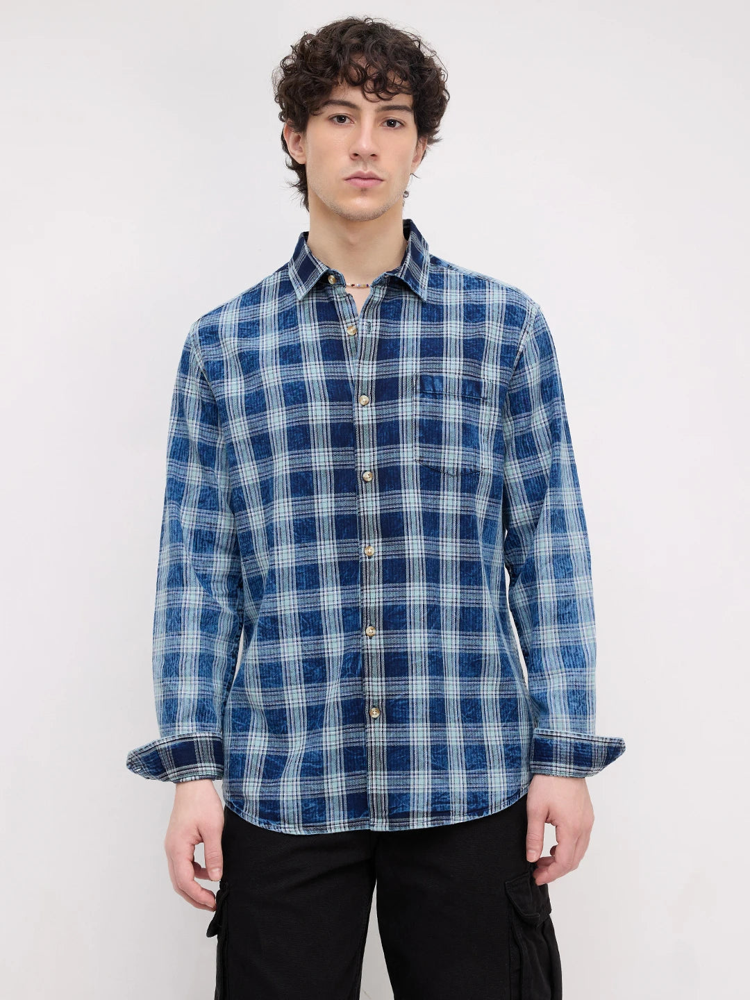 Timeless Denim Blue Box Checks Shirt