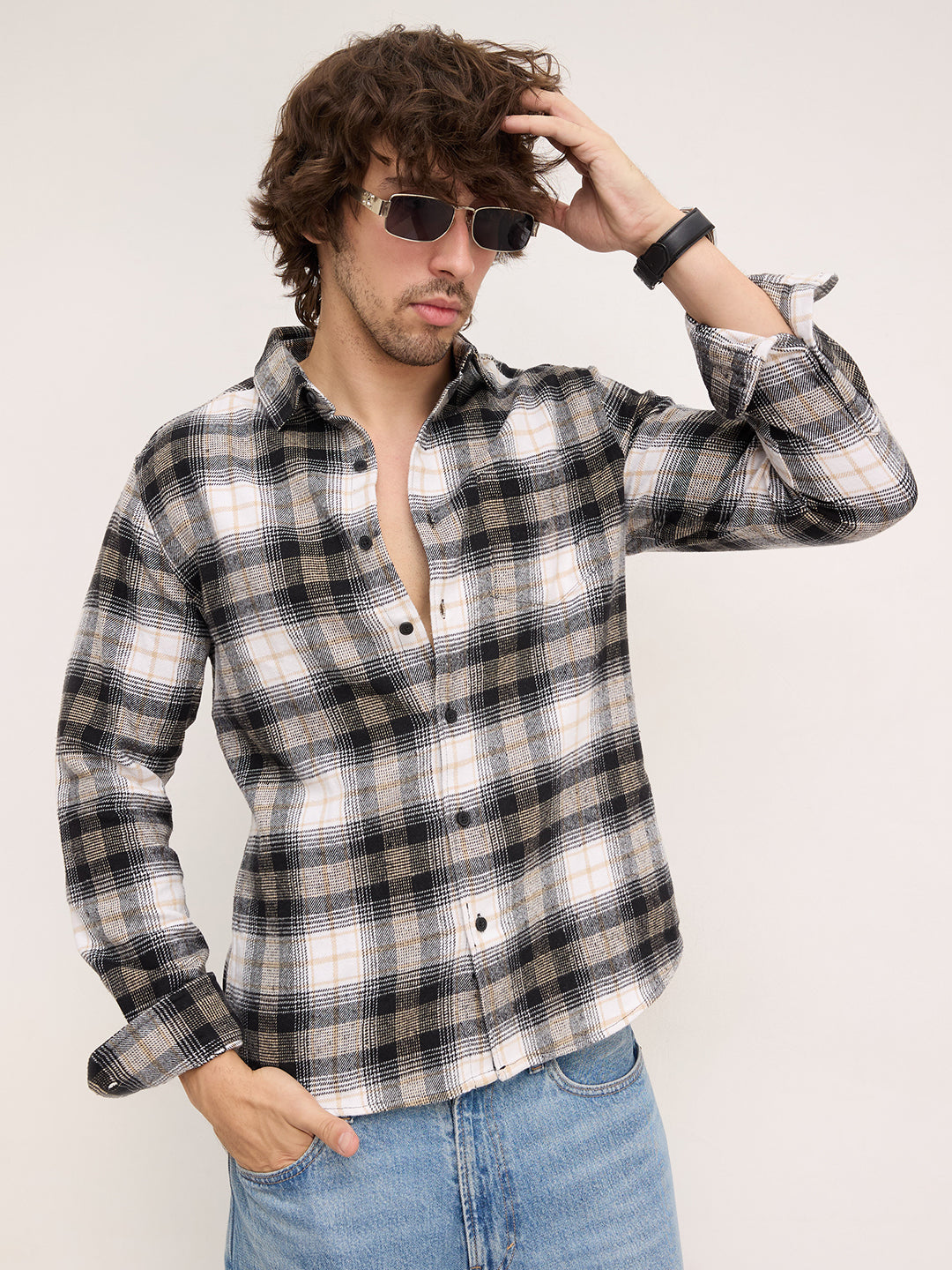 Multicolor Plaid Checks Flannel Shirt