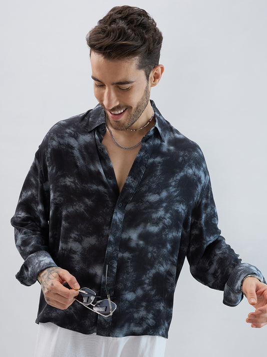 Midnight Mist Tie-Dye Boxy Fit Crop Shirt