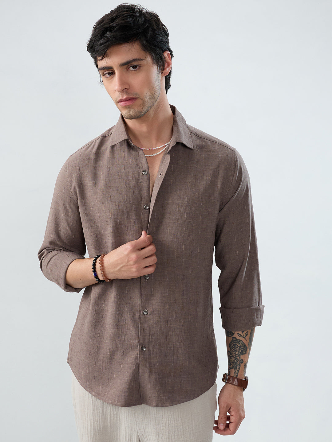 Ash Grey Minimal Textured Everyday Shirt