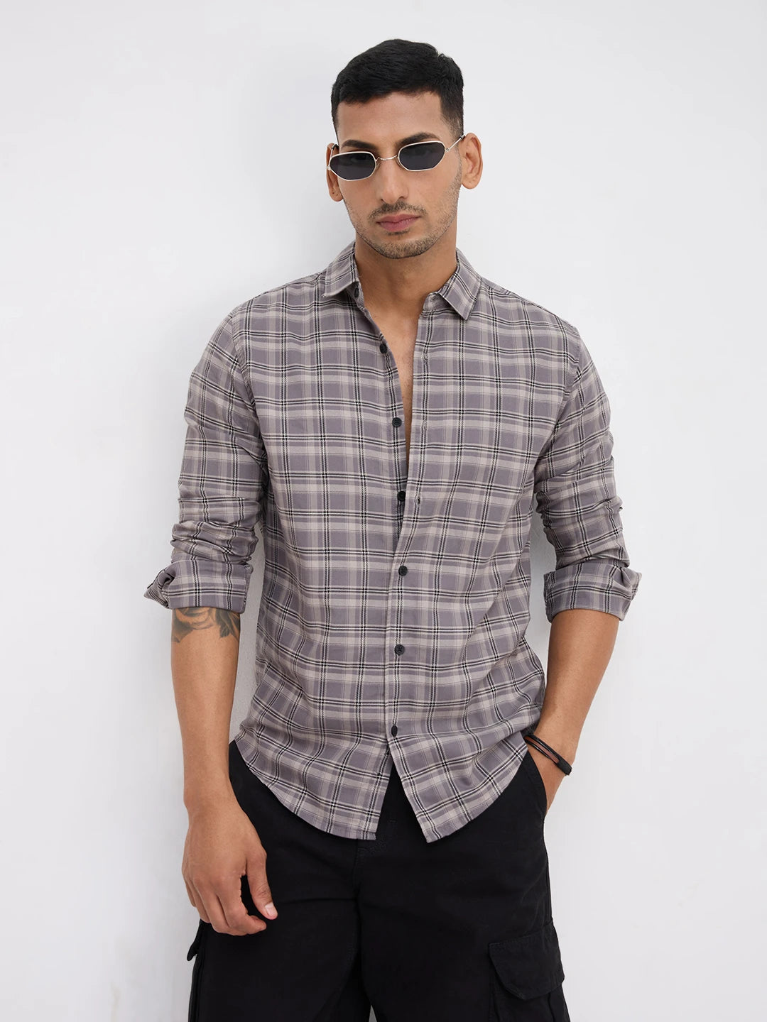 Smokey Ashline Monochrome Vibe Checked Shirt