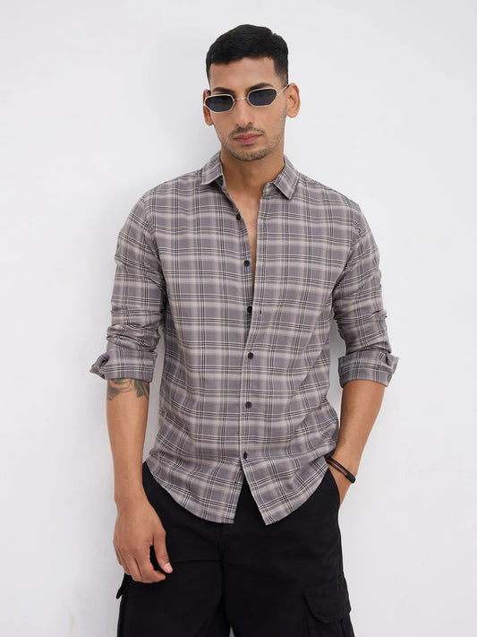 Smokey Ashline Monochrome Vibe Checked Shirt