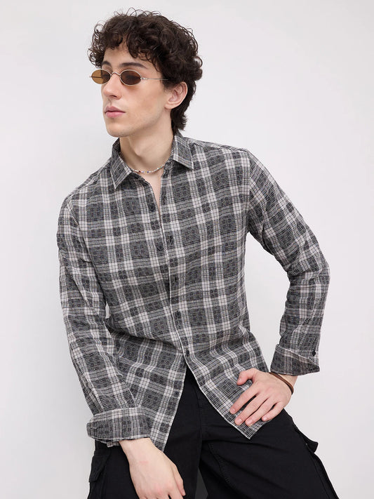 Heritage Charcoal Grey & Black Plaid Checks Shirt