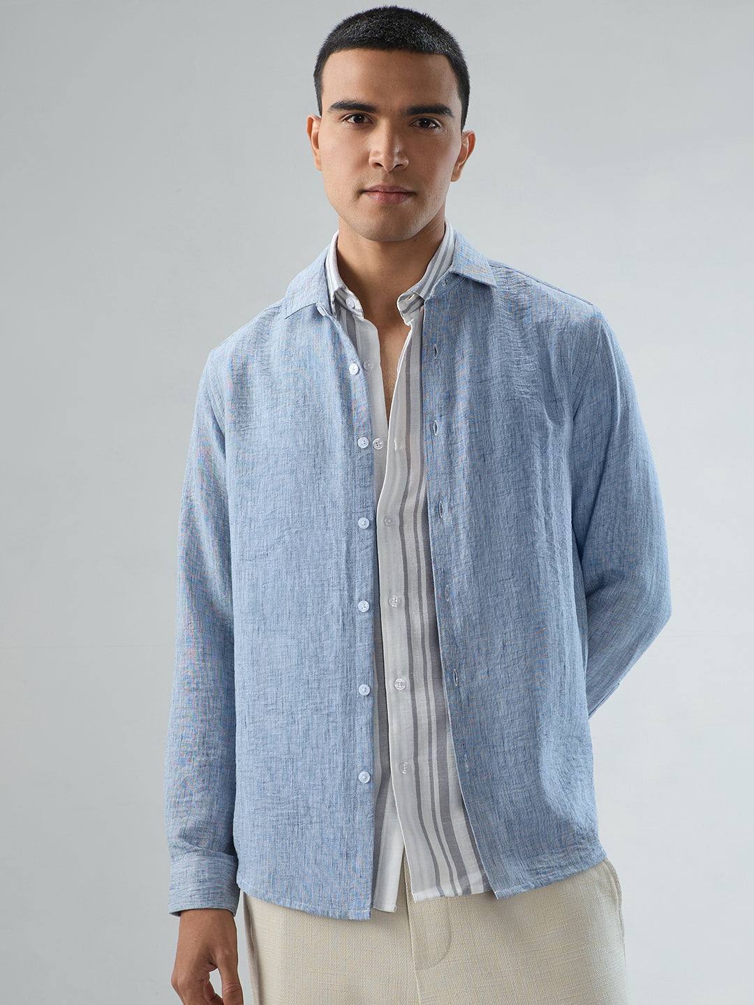 Elegant Solid Blue Shirt