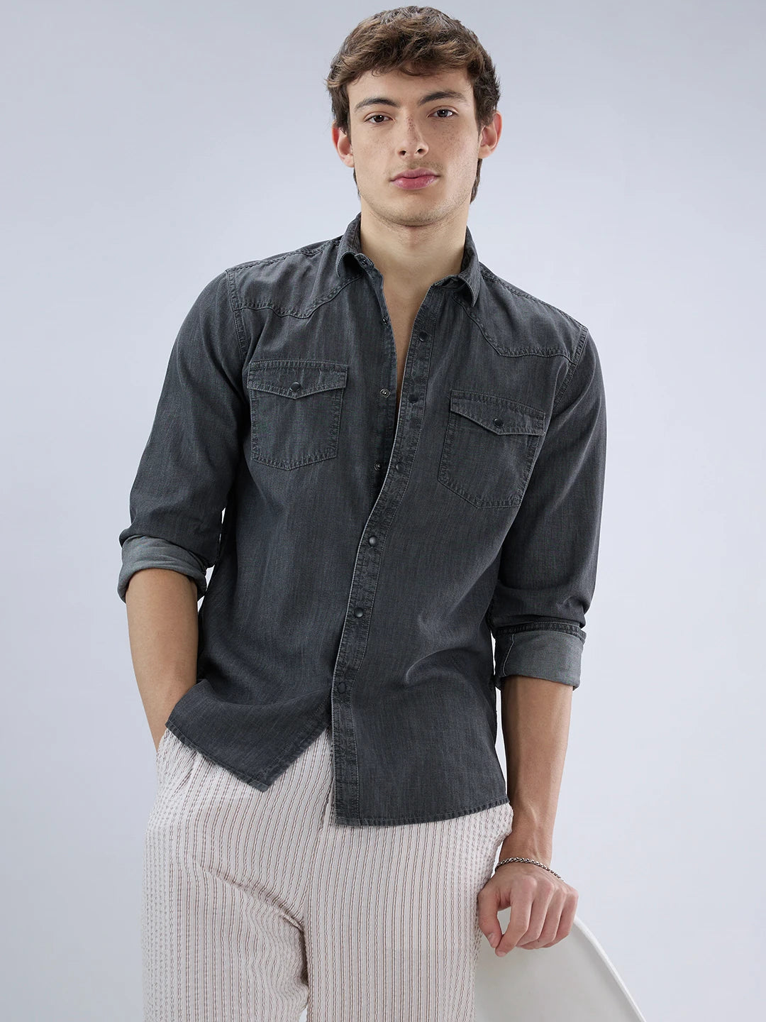 Charcoal Black Twin Pocket Overshirt
