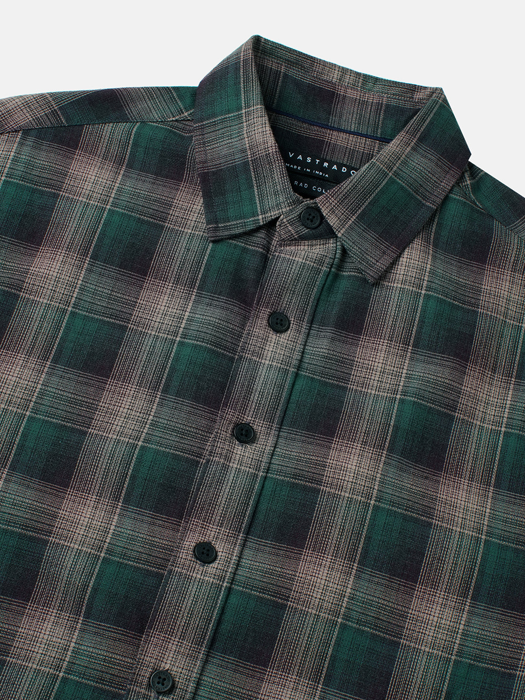 Heritage Forest Green Contrast Fine Checked Boxy Fit Crop Shirt