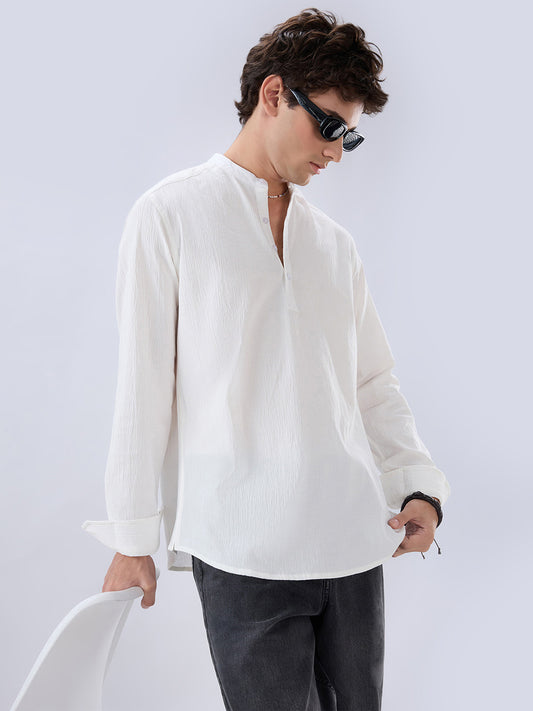Classic Cloud White Textured Kurta