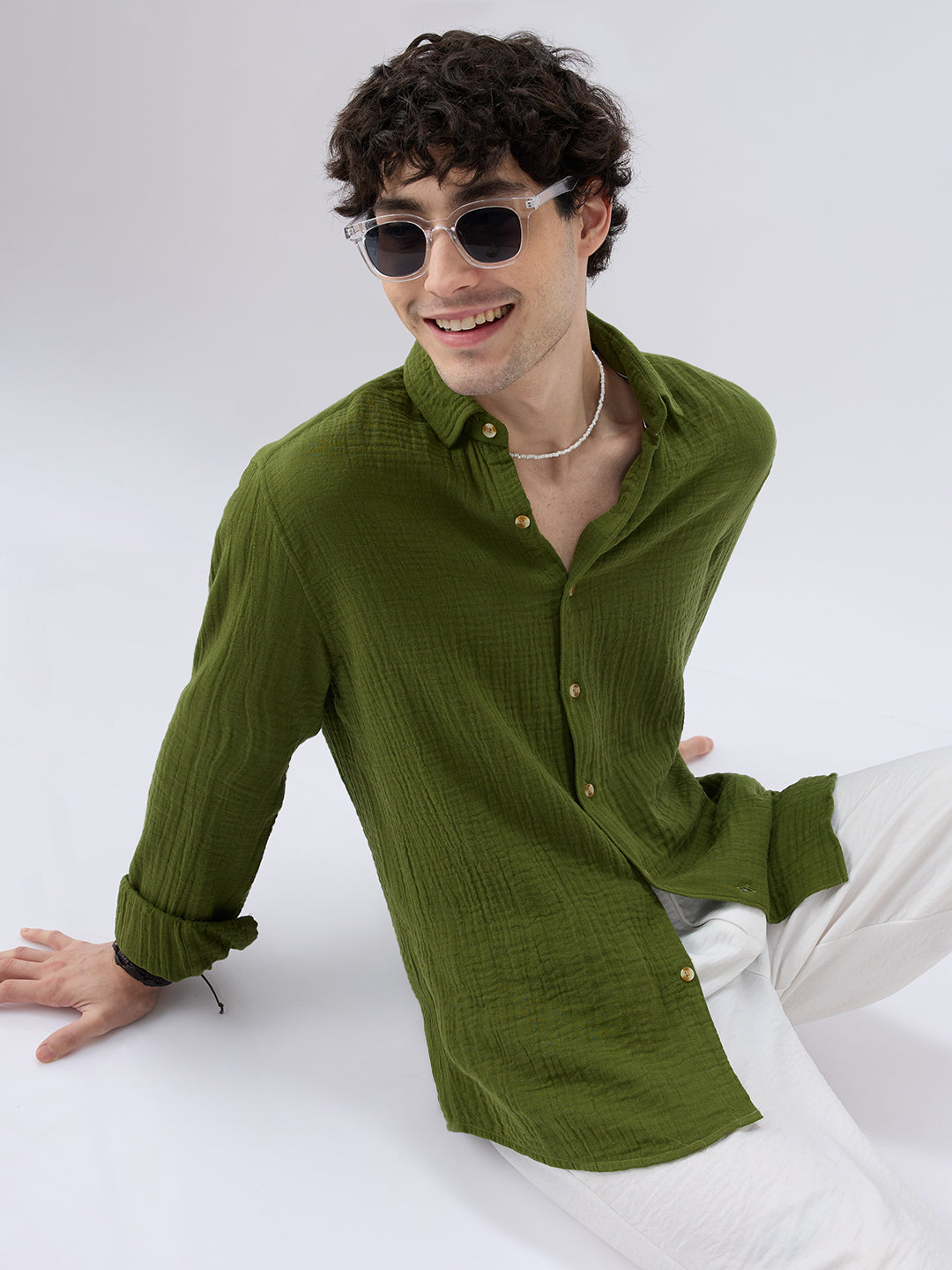 Olive Double Cloth Everyday Shirt