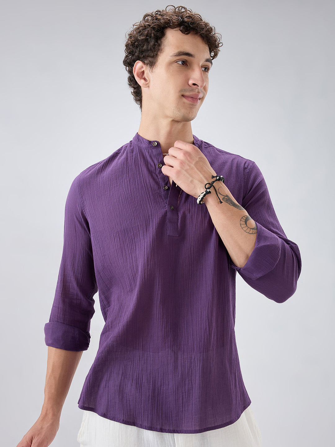 Sheer Luxury Purple Linear Crepe Kurta