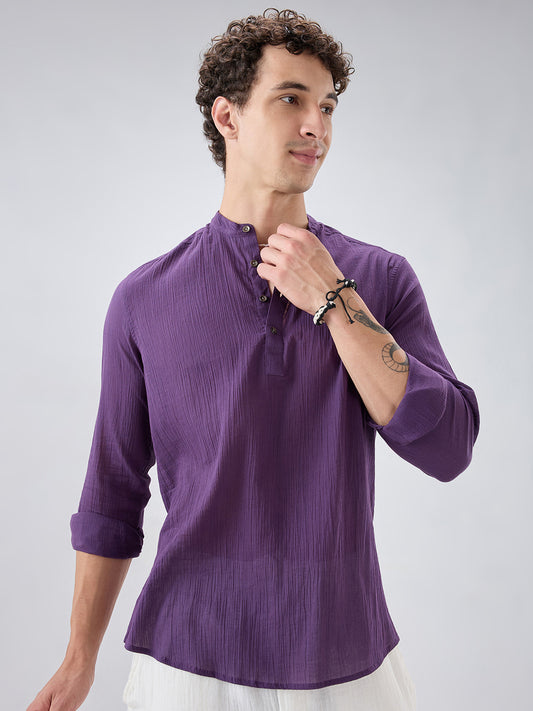 Sheer Luxury Purple Linear Crepe Kurta