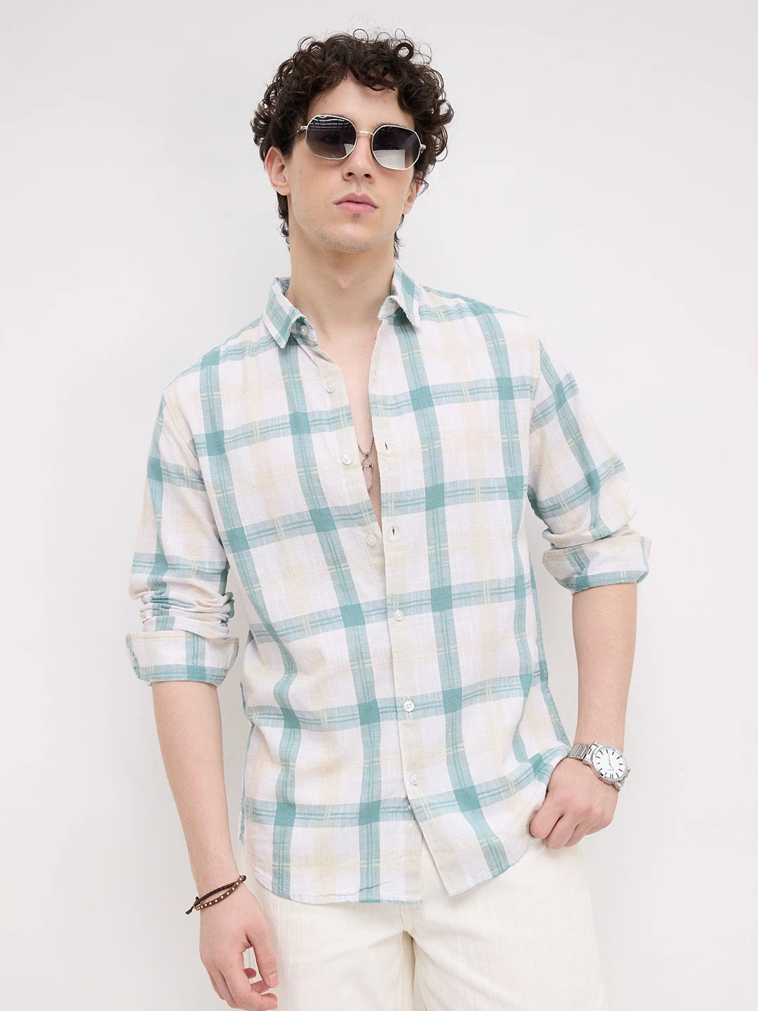 Premium Timeless Seafoam Green Block Checks Shirt
