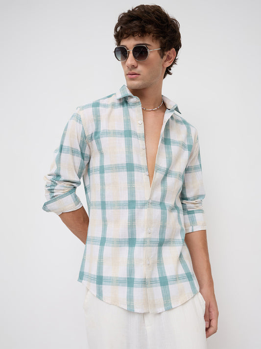 Premium Timeless Seafoam Green Block Checks Shirt