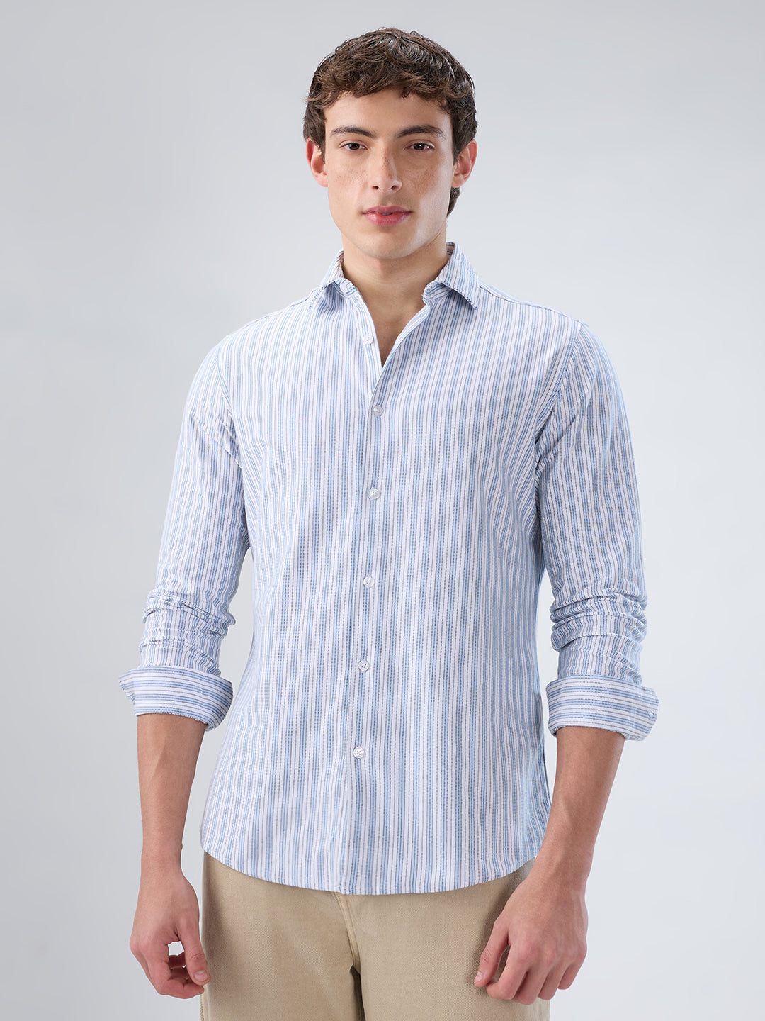Classic Blue Mist Striped Knitted Shirt