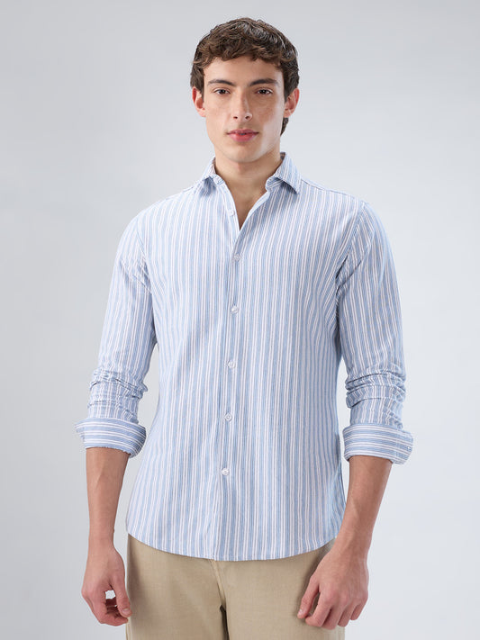 Classic Blue Mist Striped Knitted Shirt
