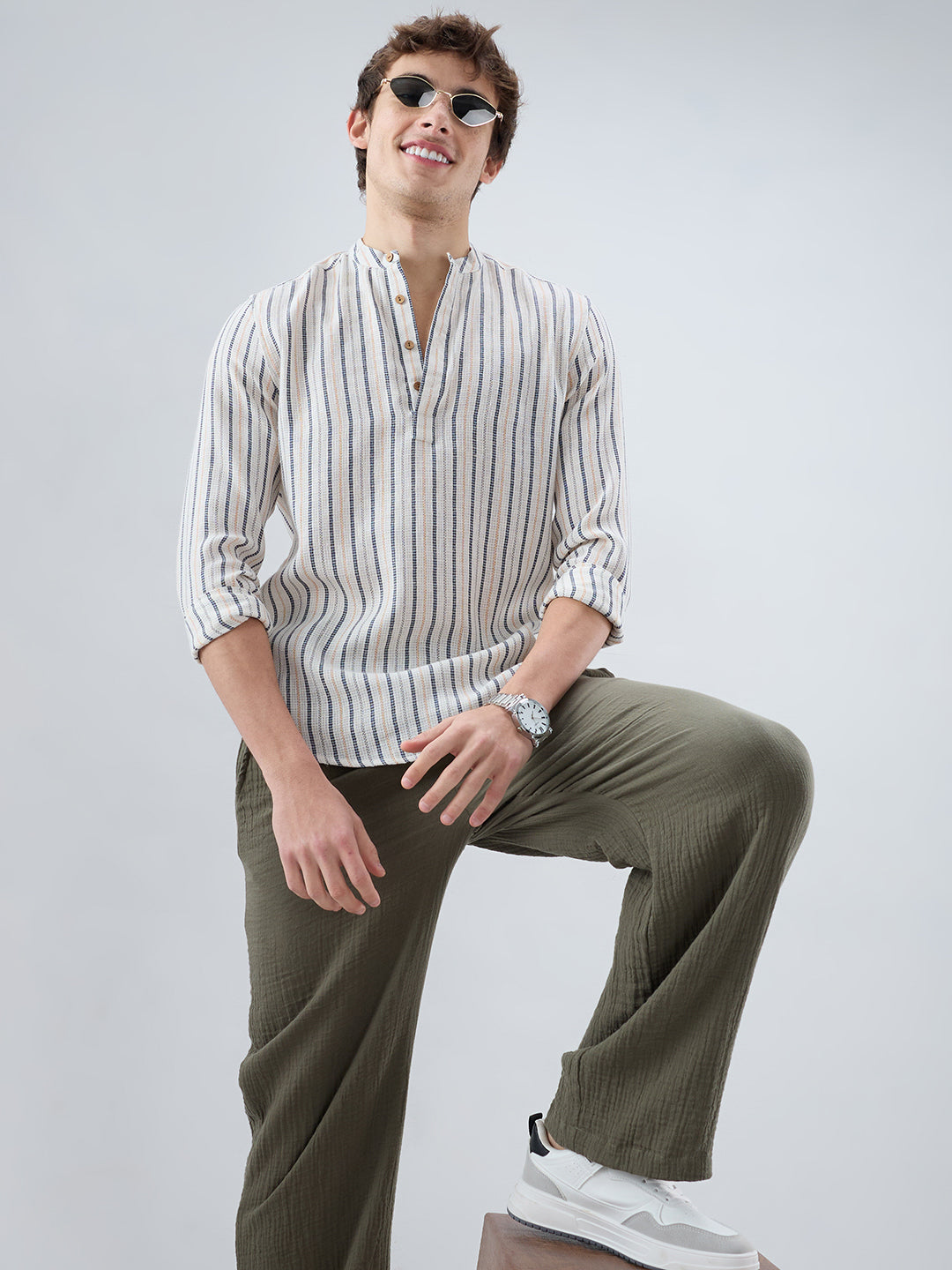 Delicate Micro Stitch Multicolor Stripe Kurta