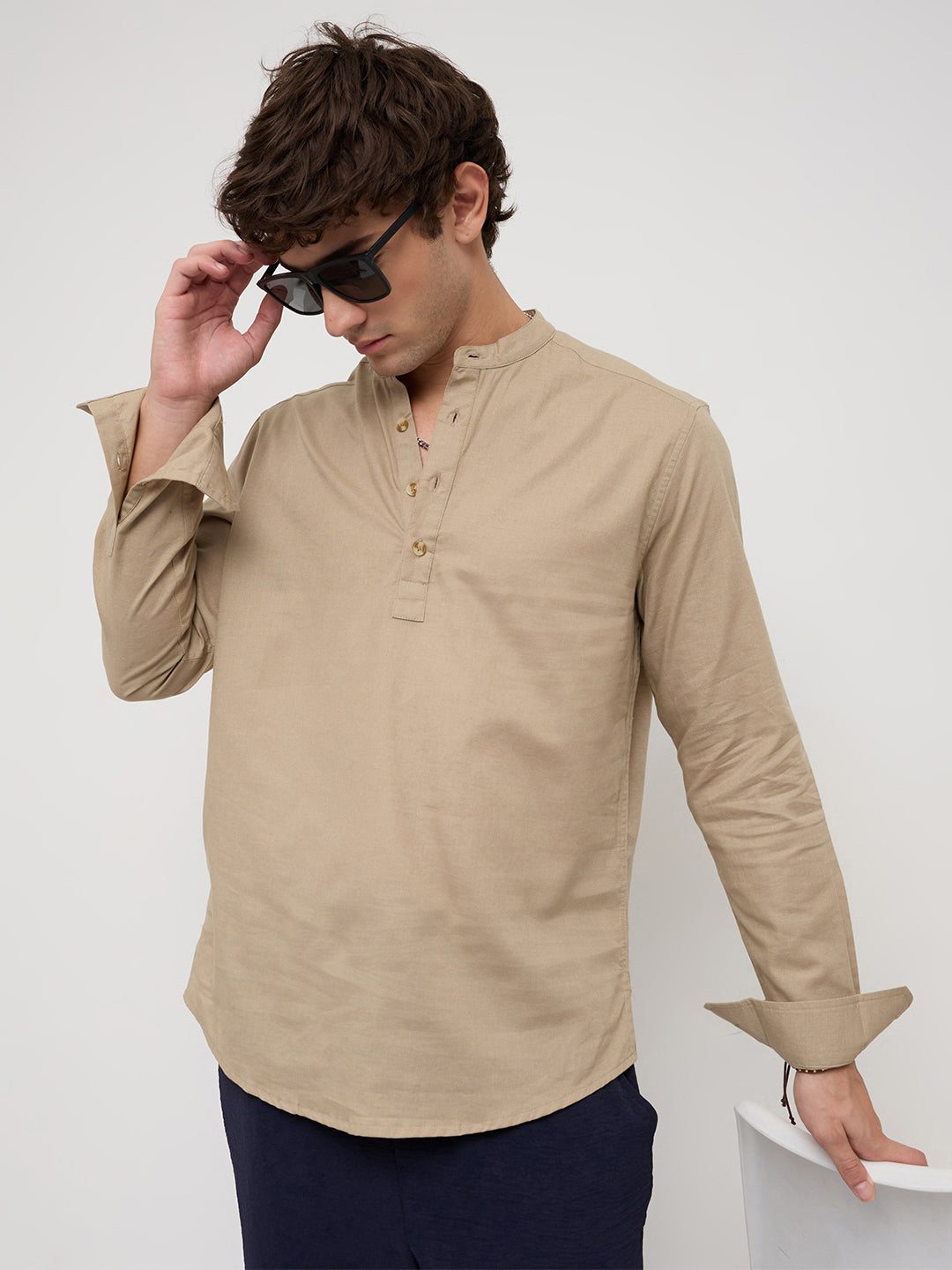 Solid Khaki Beige Everyday Kurta