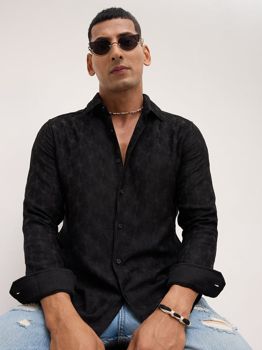 Classic Black Contour Weave Shirt