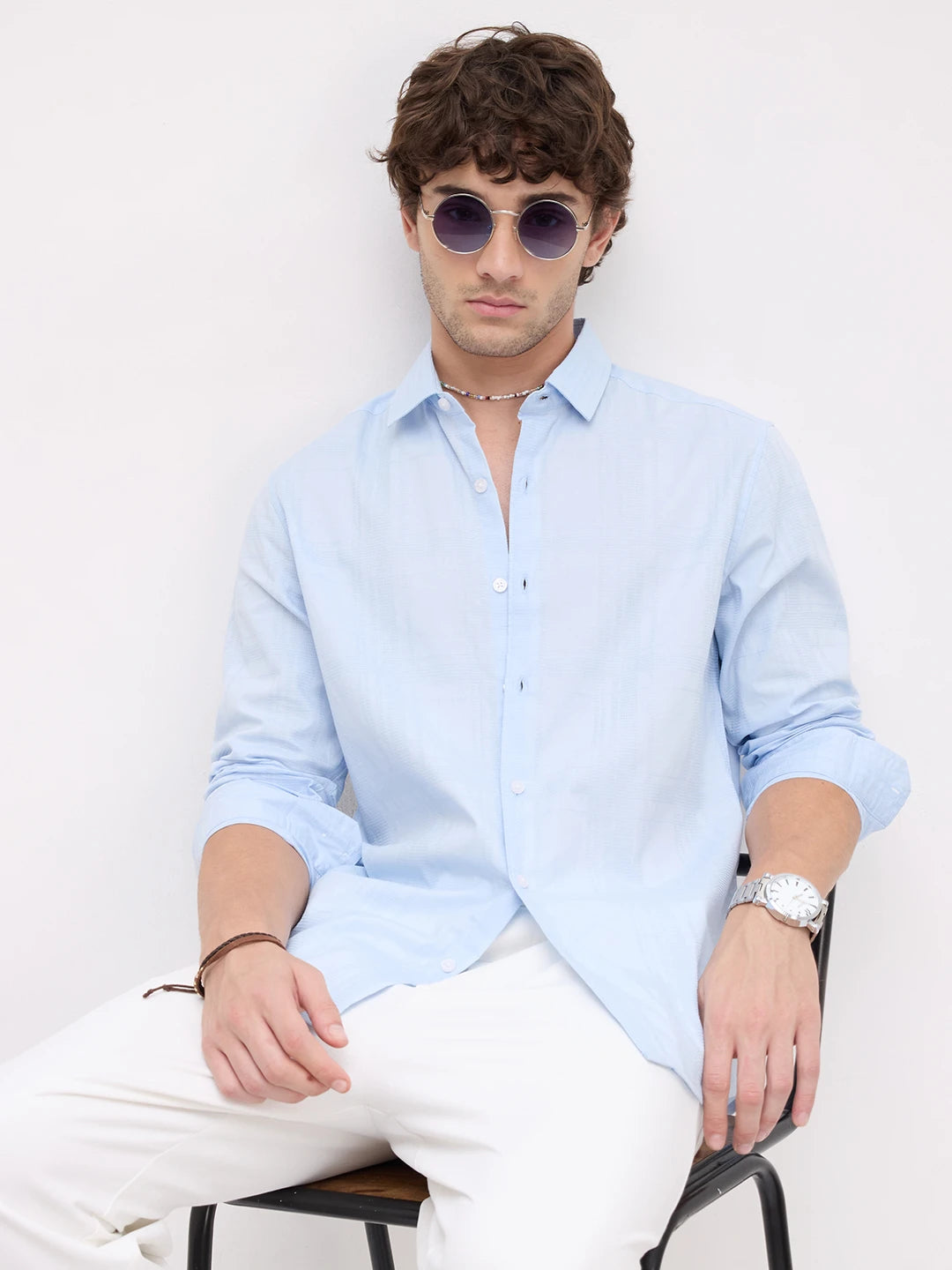 Ice Mist Micro Grid Weave Shirt