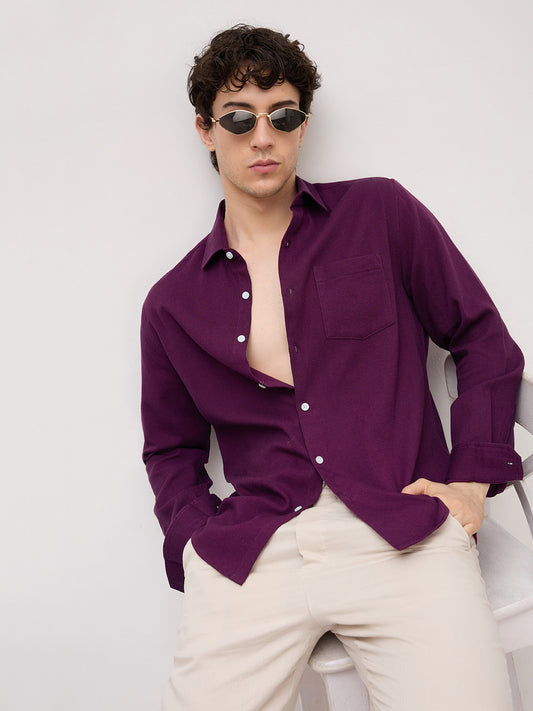 Deep Merlot Wine Micro Willow Textured Shirt