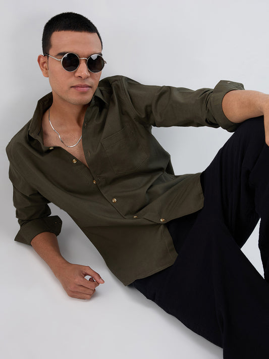 Forest Olive Fineweave Everyday Shirt