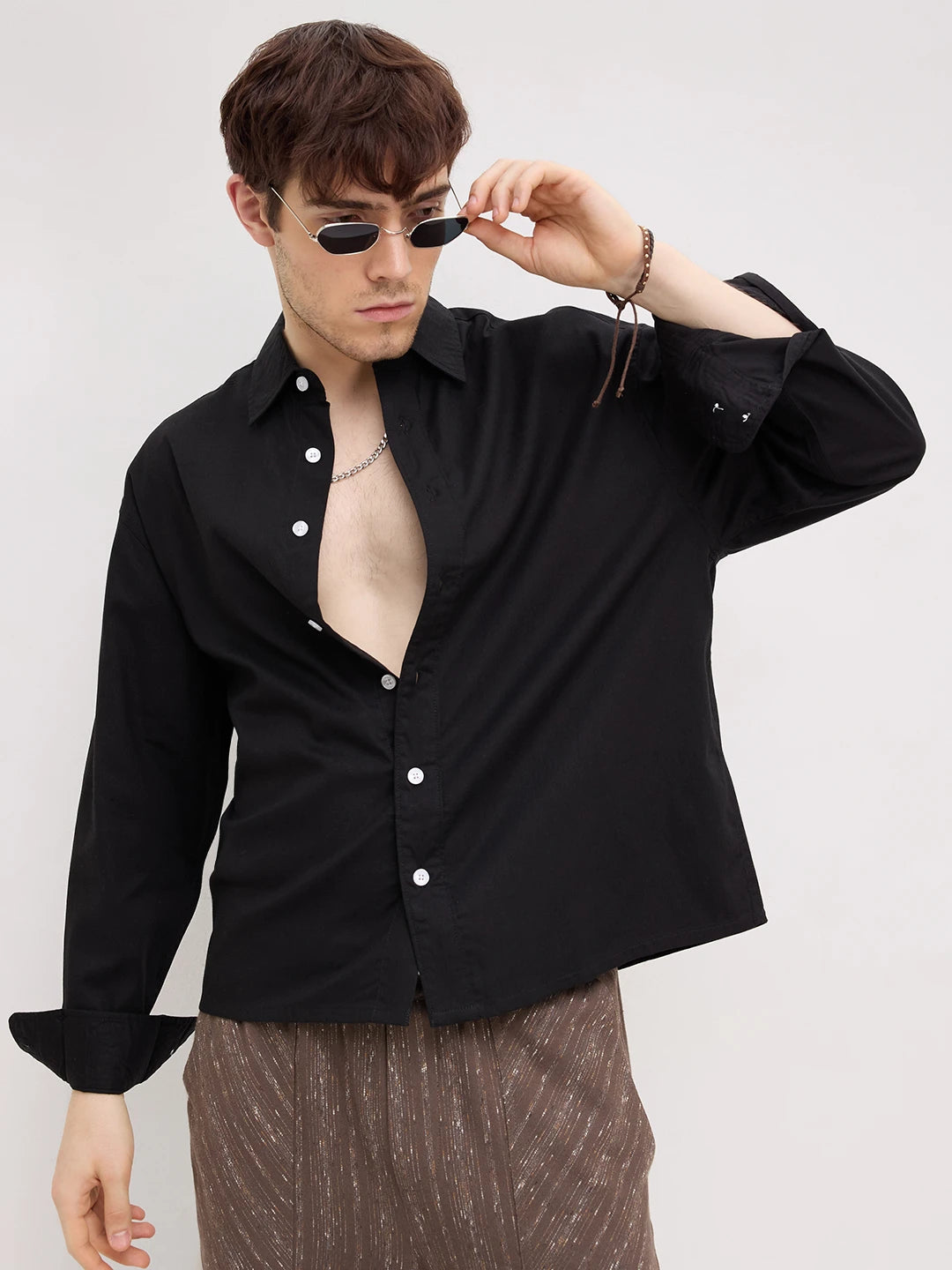 Timeless Black Boxy Fit Crop Shirt