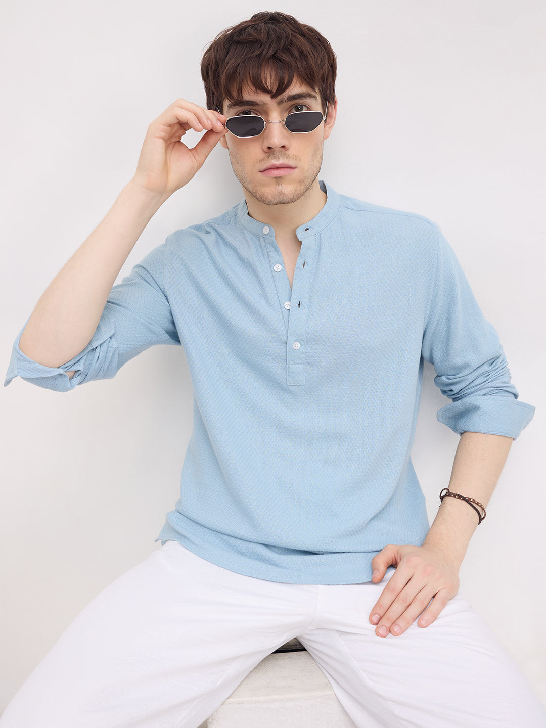 Morning Blues Artisan Weave Kurta