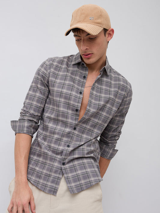 Smokey Ashline Monochrome Vibe Checked Shirt