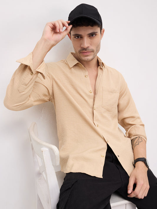 Tan Minimalist Solid Shirt