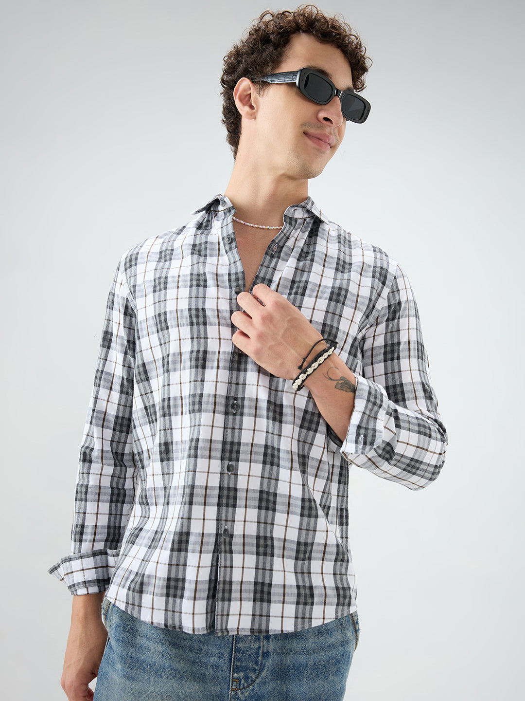 Black & White Bold Frame Checks Shirt
