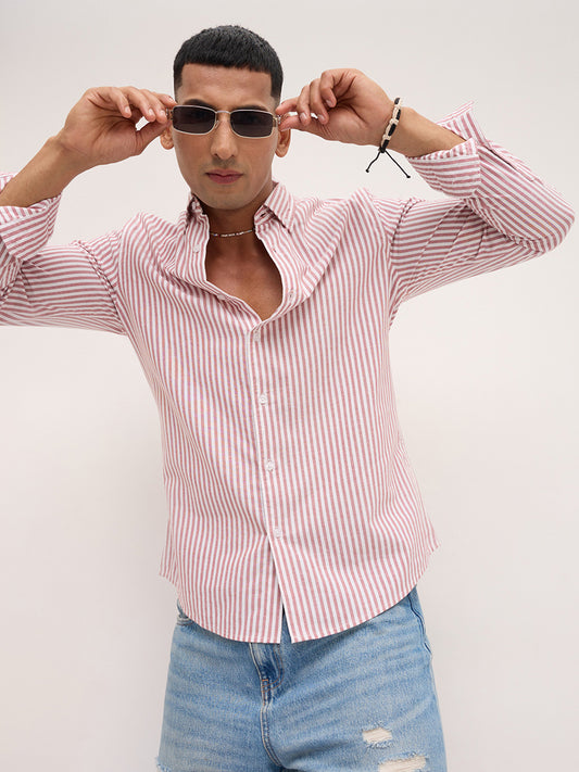 Red & White Candy Striped Oxford Button-Down Shirt