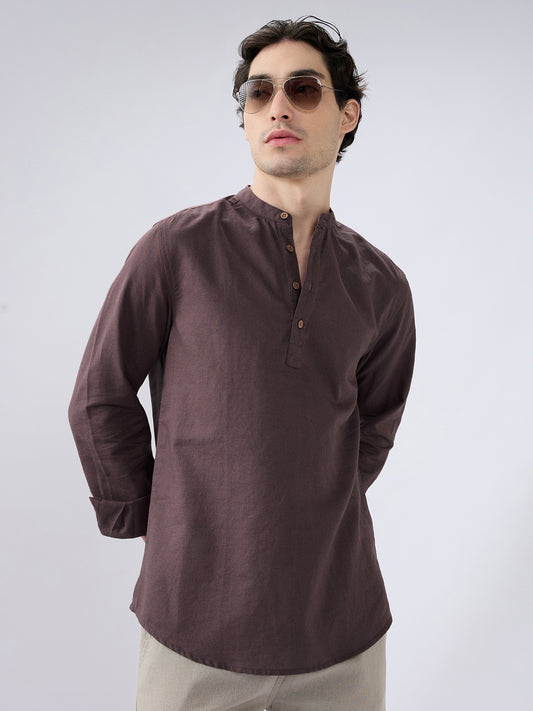 Deep Brown Everyday Linen Kurta
