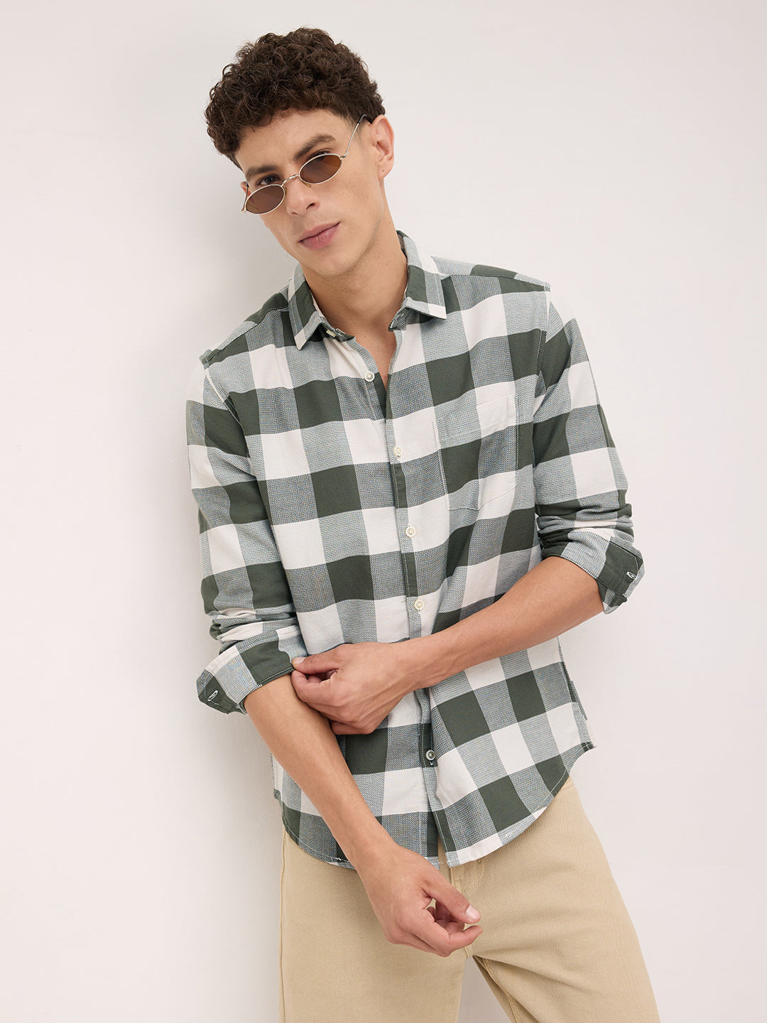 Timeless Box Checks Olive Shirt