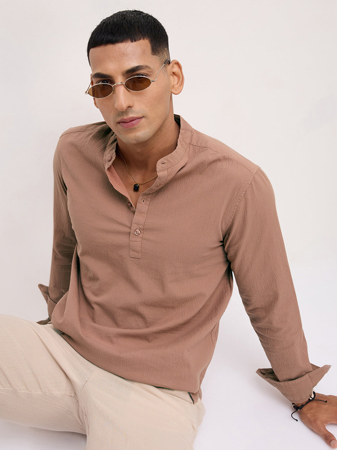 Almond Brown Fine Textured Kurta