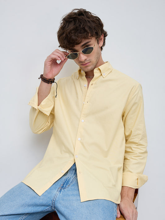 Butter Yellow Oxford Button-Down Collar Business Shirt