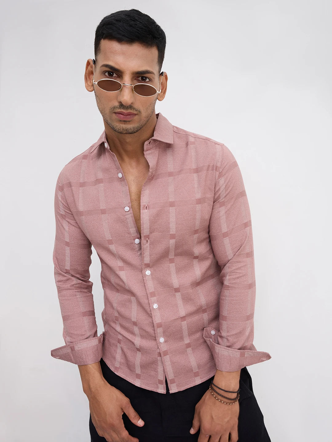 Distinctive Rosewood Dusk Peachy Pink Checks Shirt