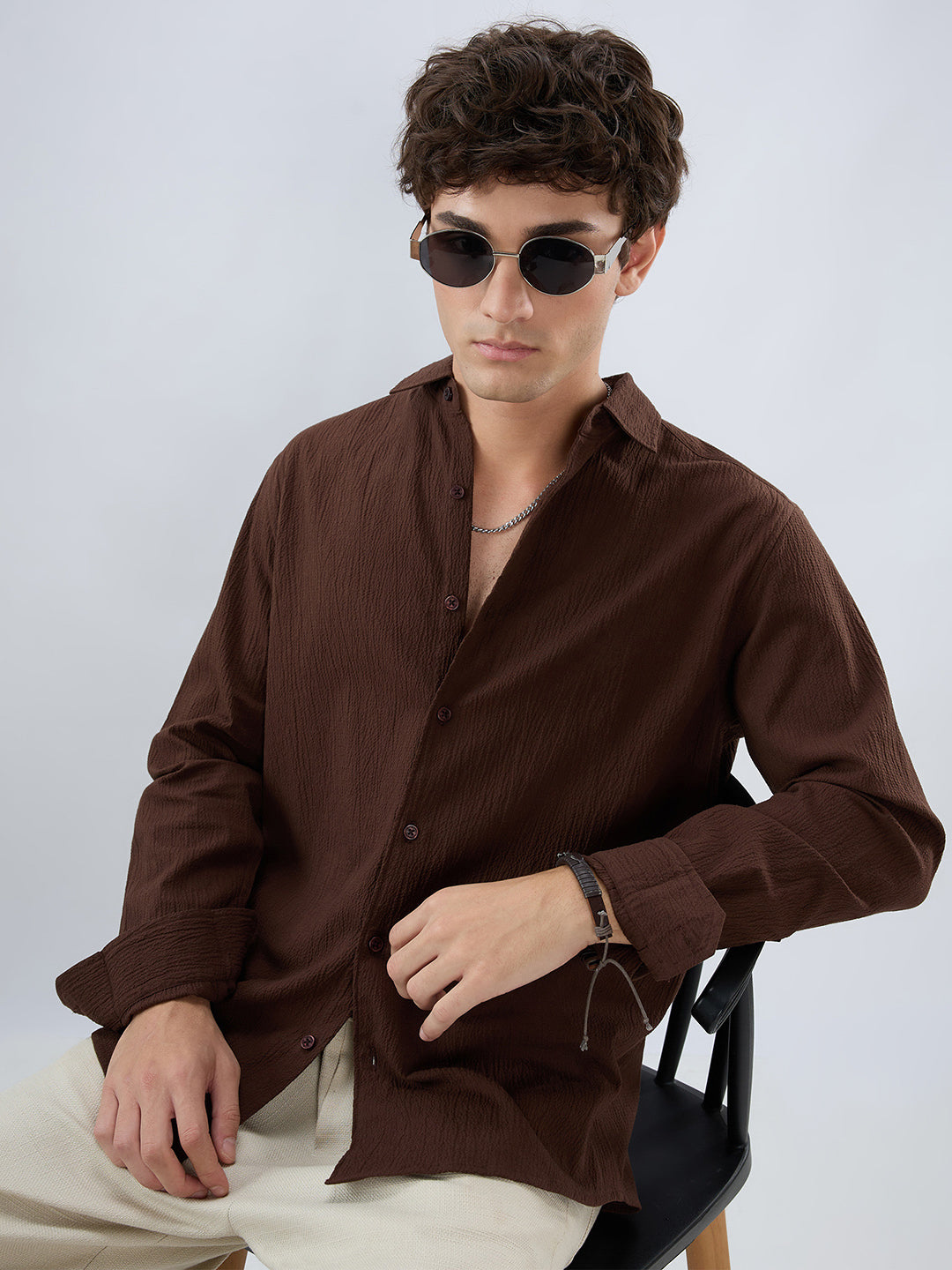 Roasted Coffee Brown Textured Shirt – Vastrado