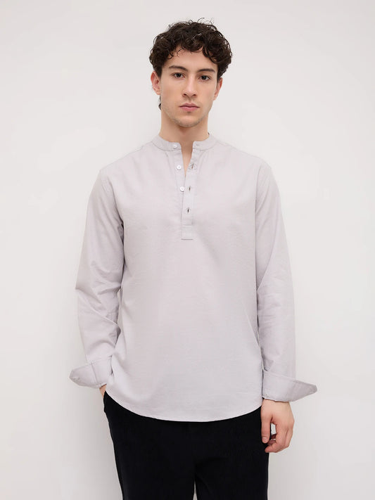 Grey Micro Basket Weave Kurta
